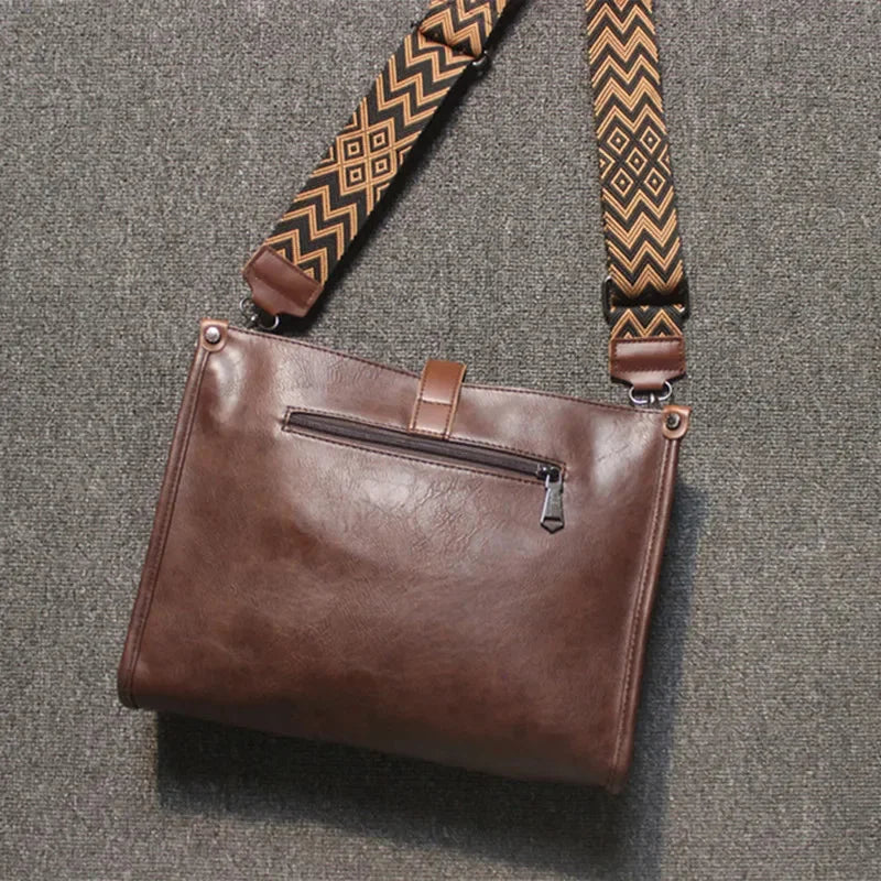 New Vintage PU Leather Shoulder Large Capacity Youth Crossbody Casual Male Messenger Fashion Sling Bag