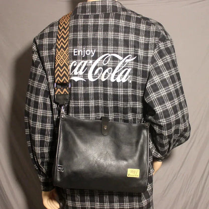 New Vintage PU Leather Shoulder Large Capacity Youth Crossbody Casual Male Messenger Fashion Sling Bag