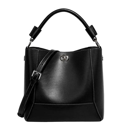 New Water Bucket Bag Handheld Genuine Leather One Shoulder Women's Bag Soft Leather Large Capacity Simple Fashion Crossbody Bag
