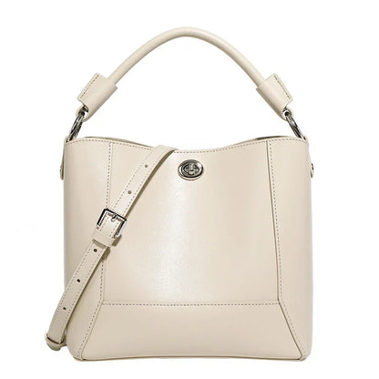 New Water Bucket Bag Handheld Genuine Leather One Shoulder Women's Bag Soft Leather Large Capacity Simple Fashion Crossbody Bag