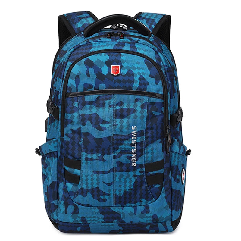 New Waterproof 17.3 Inch Laptop Backpack Men USB Charging Swiss Backpack Travel Women Rucksack Male Vintage School Bag Mochila