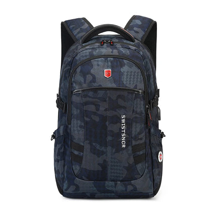 New Waterproof 17.3 Inch Laptop Backpack Men USB Charging Swiss Backpack Travel Women Rucksack Male Vintage School Bag Mochila