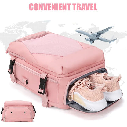 New Waterproof Women Travel Backpack High Quality Multifunction 15.6 Inch Business Laptop Backpacks WIth Independent Shoe Bag