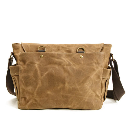 New Wax Canvas Splicing Men's Real-Leather Bag Vintage Men's Single-Shoulder Bag Fashion Computer Messenger Bag for men