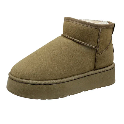 New Winter Women Short Plush Warm Snow Boots Flats Casual Shoes Suede Fur Chelsea Ankle Boots Platform Ladies Shoes Botas Mujer