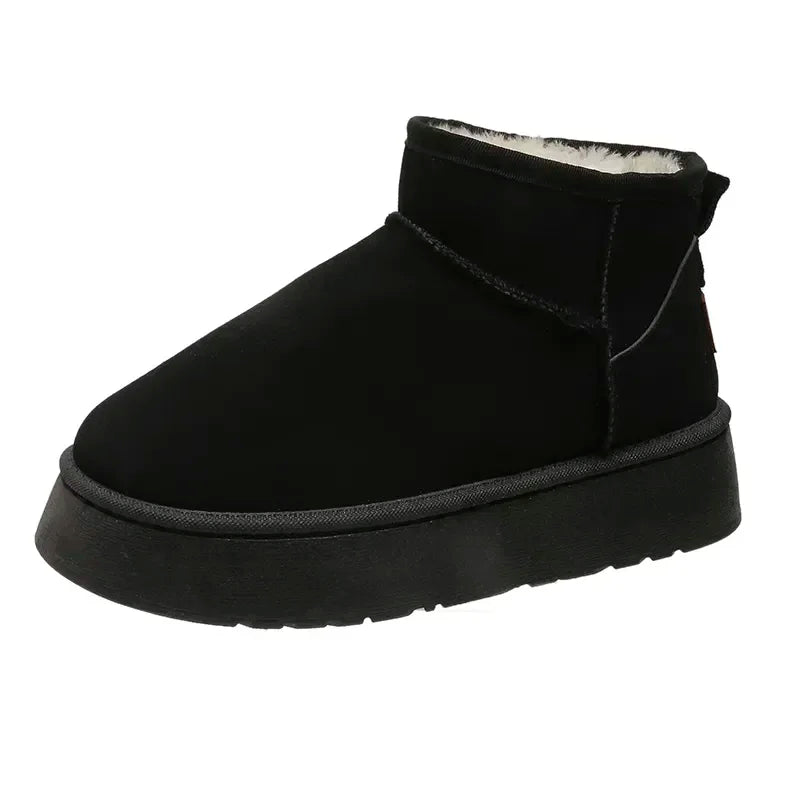 New Winter Women Short Plush Warm Snow Boots Flats Casual Shoes Suede Fur Chelsea Ankle Boots Platform Ladies Shoes Botas Mujer