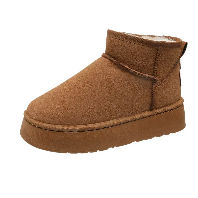 New Winter Women Short Plush Warm Snow Boots Flats Casual Shoes Suede Fur Chelsea Ankle Boots Platform Ladies Shoes Botas Mujer