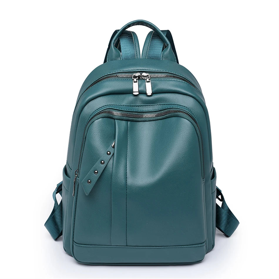 New Women Backpacks Solid Casual Travel Bagpack Fashion Pu Leather Rucksack School Bookbag High Quality Female Backpack Mochilas