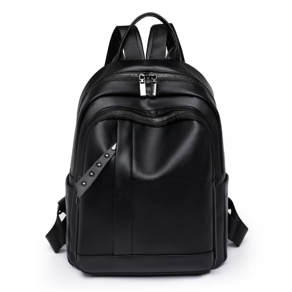 New Women Backpacks Solid Casual Travel Bagpack Fashion Pu Leather Rucksack School Bookbag High Quality Female Backpack Mochilas