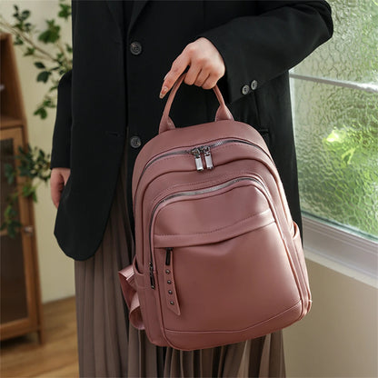 New Women Backpacks Solid Casual Travel Bagpack Fashion Pu Leather Rucksack School Bookbag High Quality Female Backpack Mochilas