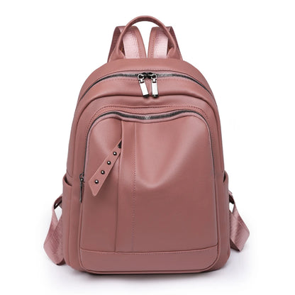 New Women Backpacks Solid Casual Travel Bagpack Fashion Pu Leather Rucksack School Bookbag High Quality Female Backpack Mochilas