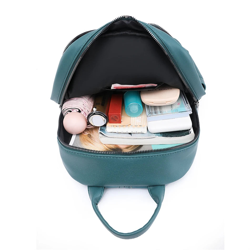 New Women Backpacks Solid Casual Travel Bagpack Fashion Pu Leather Rucksack School Bookbag High Quality Female Backpack Mochilas