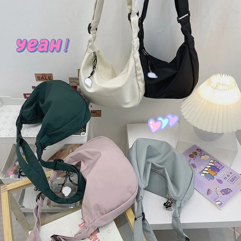 New Women Bags Japanese Harajuku Simple Shoulder Bag All-matching Solid Korean-Styleins Girl Messenger Bag Dating Crossbody Bags
