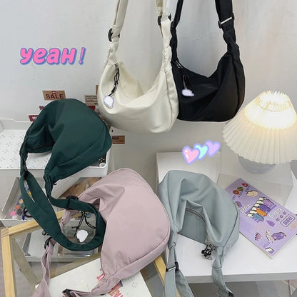 New Women Bags Japanese Harajuku Simple Shoulder Bag All-matching Solid Korean-Styleins Girl Messenger Bag Dating Crossbody Bags