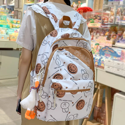 New Women Cartoon Print Cute School Bag Girl Travel Nylon Book Backpack Lady Harajuku Bag Fashion Female College Backpack Laptop