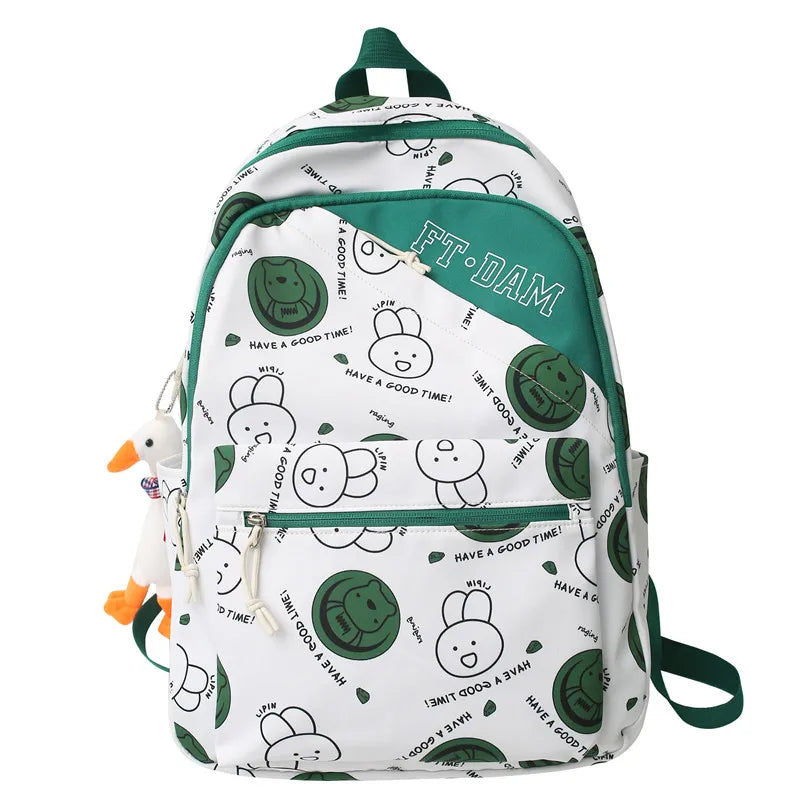 New Women Cartoon Print Cute School Bag Girl Travel Nylon Book Backpack Lady Harajuku Bag Fashion Female College Backpack Laptop