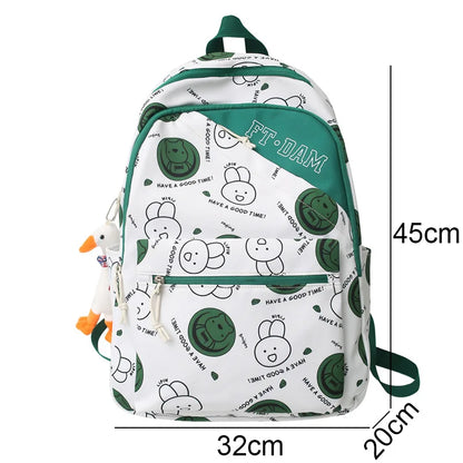New Women Cartoon Print Cute School Bag Girl Travel Nylon Book Backpack Lady Harajuku Bag Fashion Female College Backpack Laptop