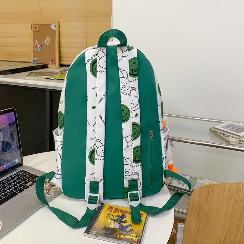 New Women Cartoon Print Cute School Bag Girl Travel Nylon Book Backpack Lady Harajuku Bag Fashion Female College Backpack Laptop