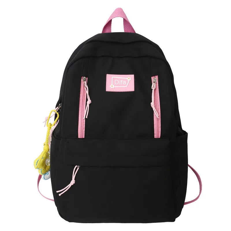 New Women Cute Green Student Backpack Fashion Kawaii Girl School Bag Trendy Female Laptop College Backpack Ladies Nylon Book Bag