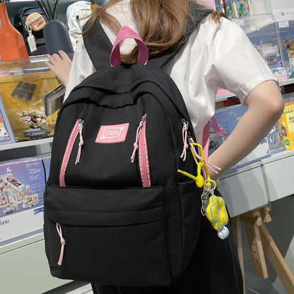 New Women Cute Green Student Backpack Fashion Kawaii Girl School Bag Trendy Female Laptop College Backpack Ladies Nylon Book Bag