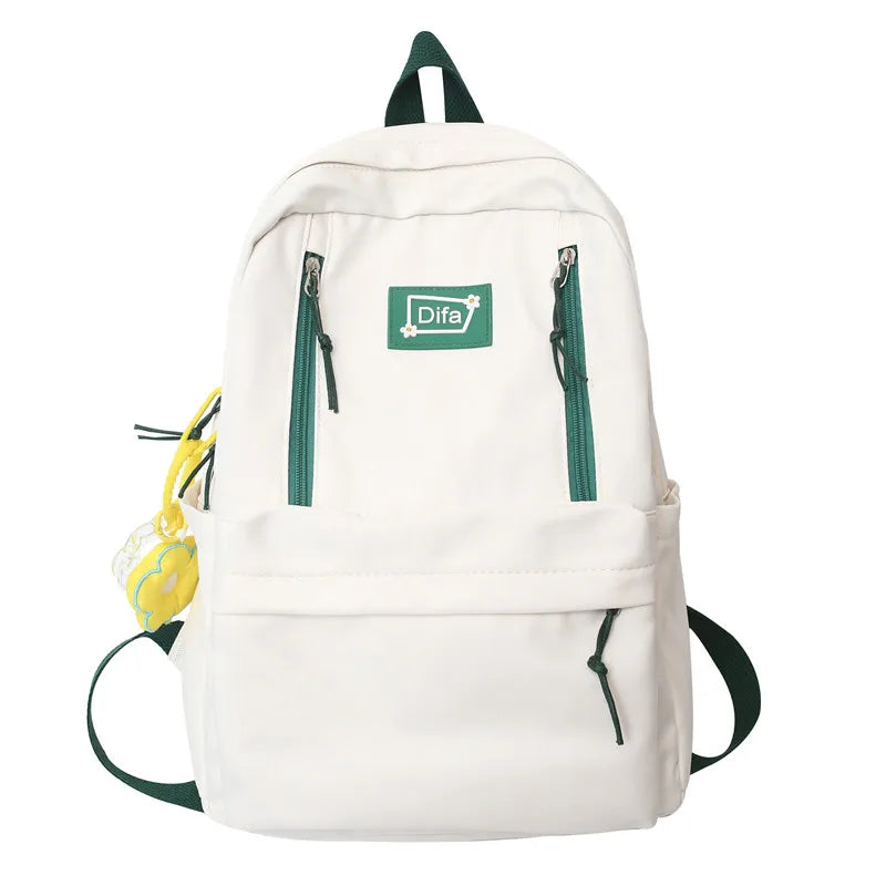 New Women Cute Green Student Backpack Fashion Kawaii Girl School Bag Trendy Female Laptop College Backpack Ladies Nylon Book Bag