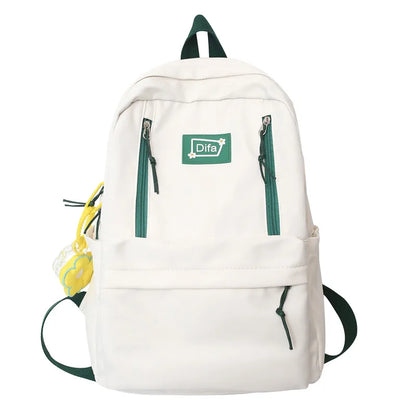 New Women Cute Green Student Backpack Fashion Kawaii Girl School Bag Trendy Female Laptop College Backpack Ladies Nylon Book Bag