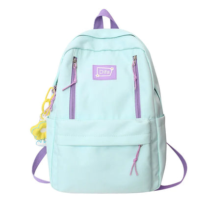 New Women Cute Green Student Backpack Fashion Kawaii Girl School Bag Trendy Female Laptop College Backpack Ladies Nylon Book Bag