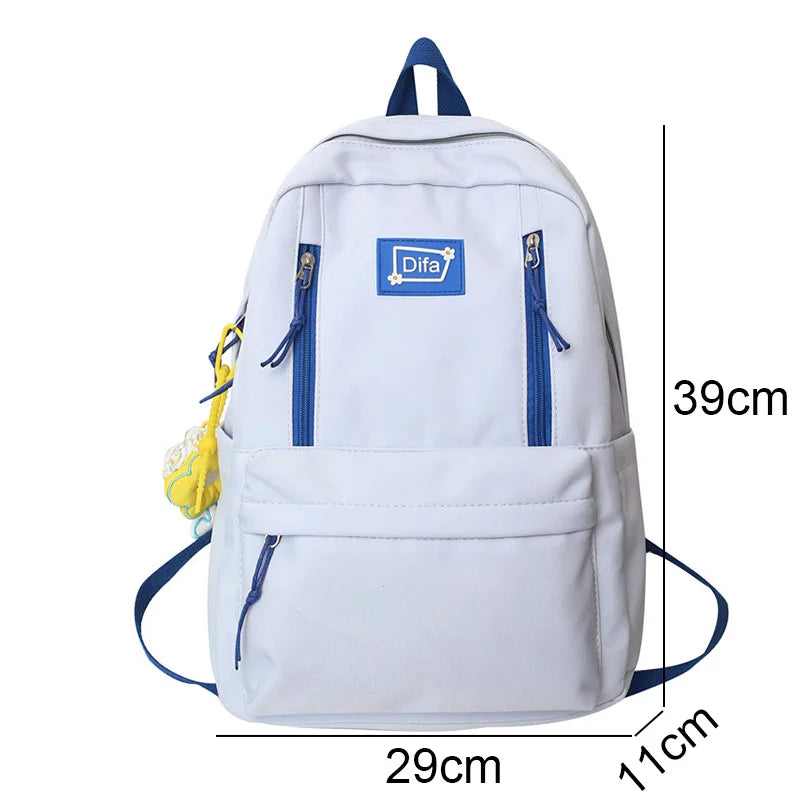 New Women Cute Green Student Backpack Fashion Kawaii Girl School Bag Trendy Female Laptop College Backpack Ladies Nylon Book Bag