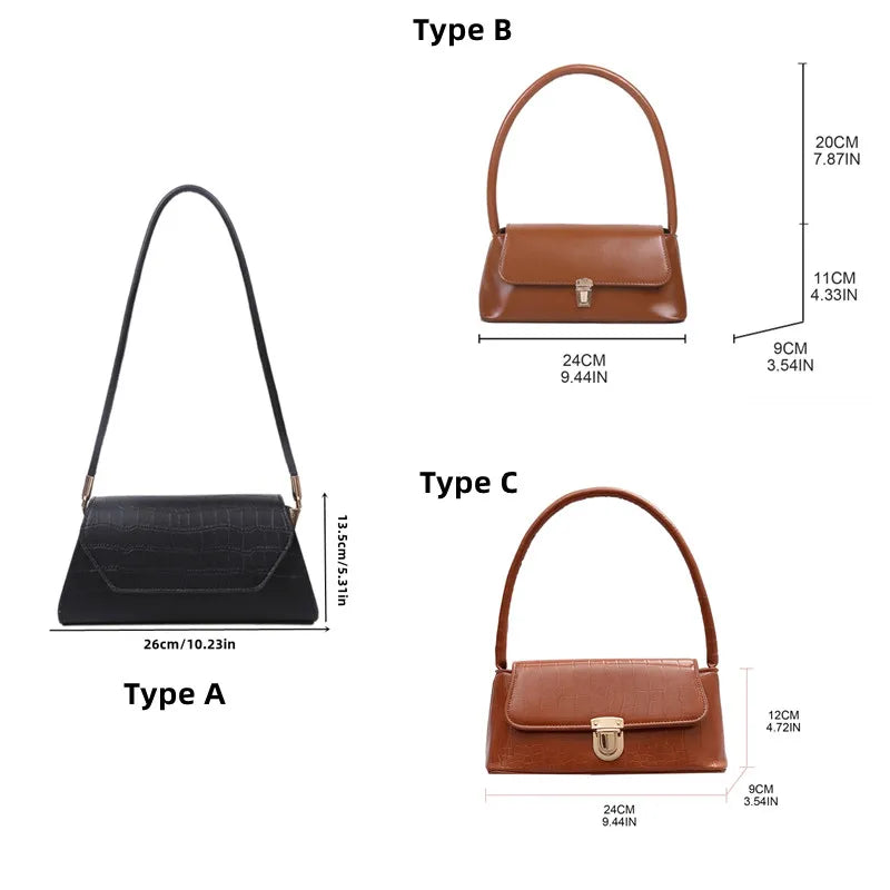 New Women Handbag Exquisite Retro PU-leather Shoulder Bag Stylish Underarm Bag Casual Solid Color Dating Shopping Fashion Bags