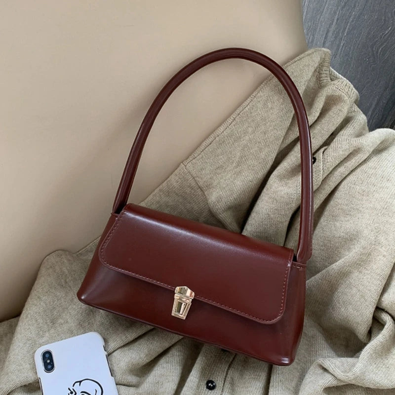 New Women Handbag Exquisite Retro PU-leather Shoulder Bag Stylish Underarm Bag Casual Solid Color Dating Shopping Fashion Bags