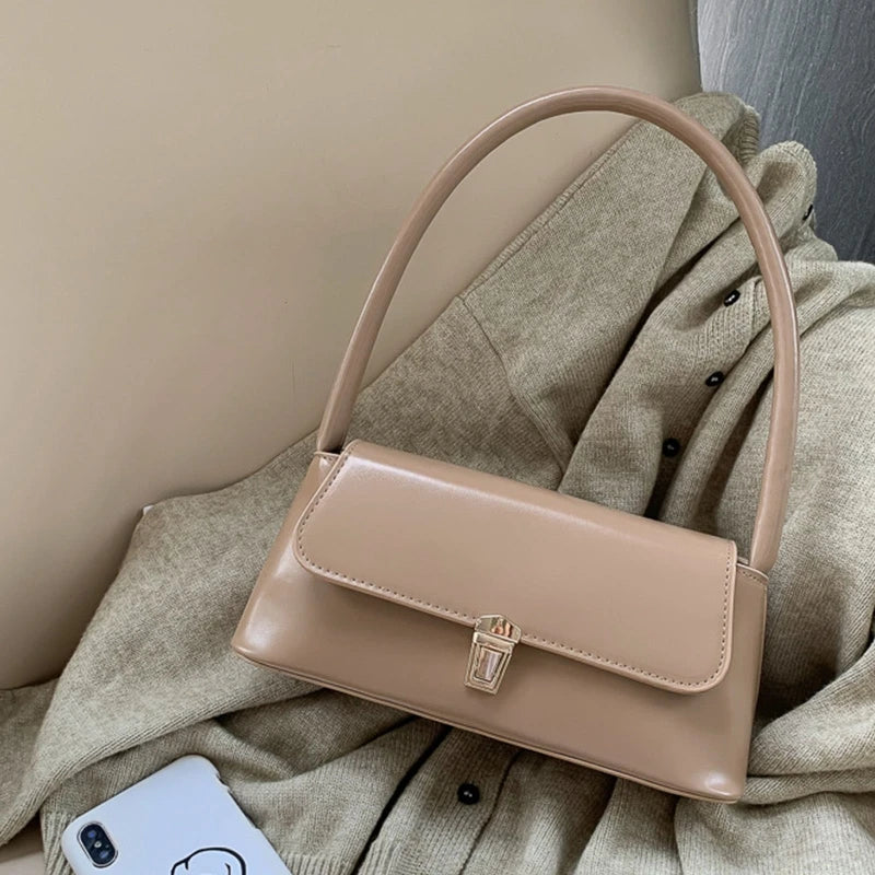 New Women Handbag Exquisite Retro PU-leather Shoulder Bag Stylish Underarm Bag Casual Solid Color Dating Shopping Fashion Bags
