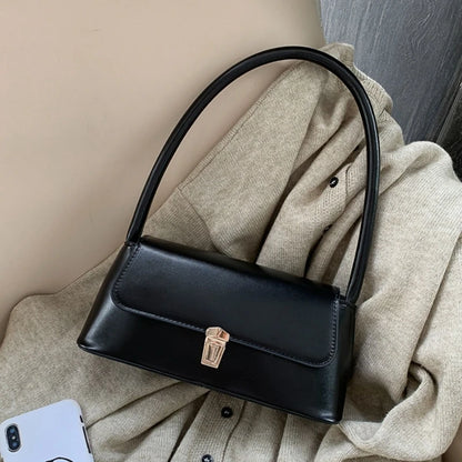 New Women Handbag Exquisite Retro PU-leather Shoulder Bag Stylish Underarm Bag Casual Solid Color Dating Shopping Fashion Bags