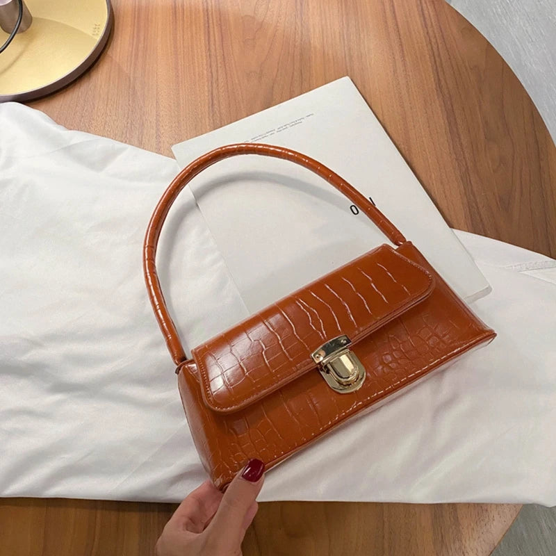 New Women Handbag Exquisite Retro PU-leather Shoulder Bag Stylish Underarm Bag Casual Solid Color Dating Shopping Fashion Bags