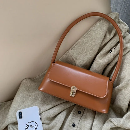 New Women Handbag Exquisite Retro PU-leather Shoulder Bag Stylish Underarm Bag Casual Solid Color Dating Shopping Fashion Bags