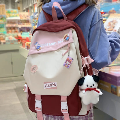 New Women High Capacity Kawaii College Backpack Waterproof Female Travel Cute School Bag Nylon Laptop Girl Book Bag Lady Fashion