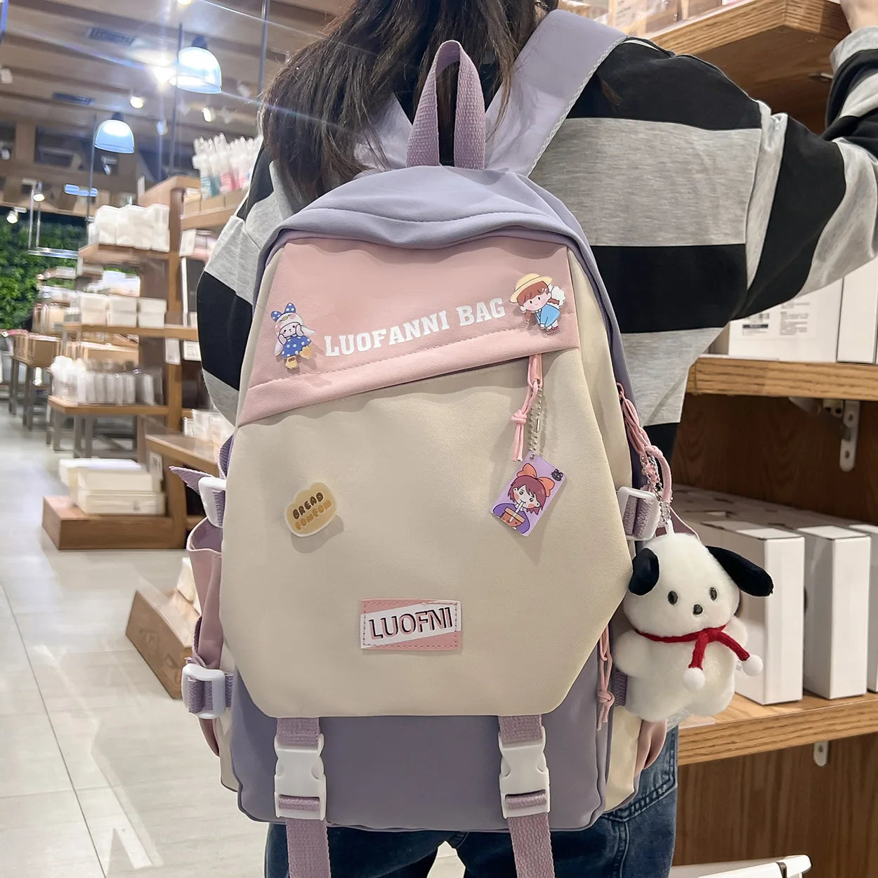 New Women High Capacity Kawaii College Backpack Waterproof Female Travel Cute School Bag Nylon Laptop Girl Book Bag Lady Fashion