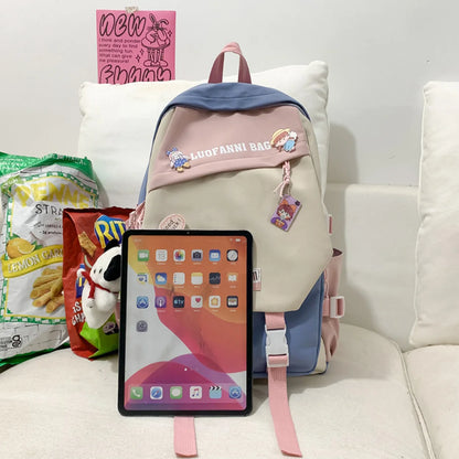 New Women High Capacity Kawaii College Backpack Waterproof Female Travel Cute School Bag Nylon Laptop Girl Book Bag Lady Fashion
