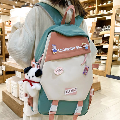 New Women High Capacity Kawaii College Backpack Waterproof Female Travel Cute School Bag Nylon Laptop Girl Book Bag Lady Fashion