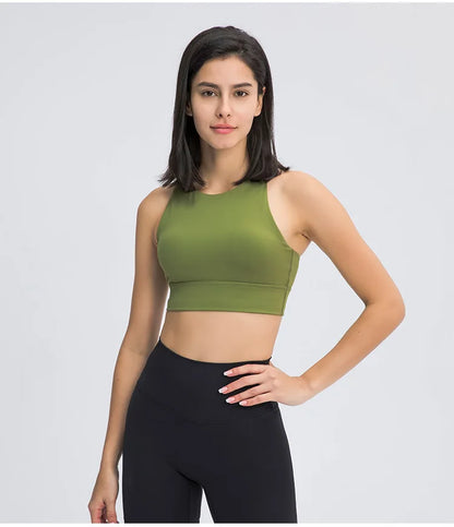 New Women High Collar Vest Sporty Top Bra