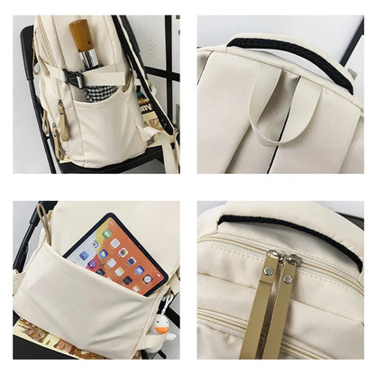 New Women Large Capacity Waterproof Nylon Backpack Female 2023 Multiple Pockets Travel Mochila Teenagers Girl College School Bag