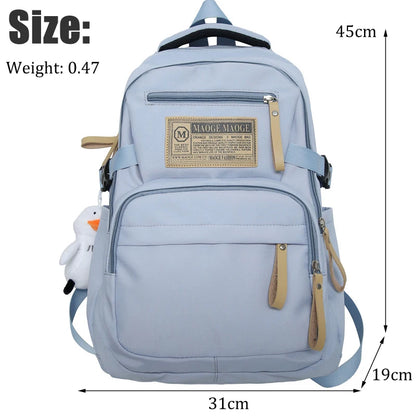 New Women Large Capacity Waterproof Nylon Backpack Female 2023 Multiple Pockets Travel Mochila Teenagers Girl College School Bag