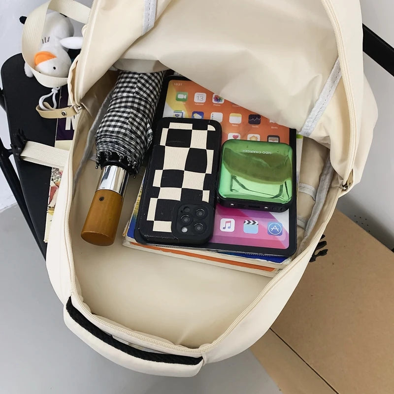 New Women Large Capacity Waterproof Nylon Backpack Female 2023 Multiple Pockets Travel Mochila Teenagers Girl College School Bag