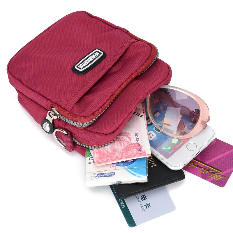New Women Waterproof Nylon Shoulder Bag Mini Portable Crossbody Bags For Women Multifunction Ladies Mobile Phone Bag Waist pack
