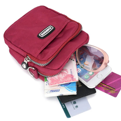 New Women Waterproof Nylon Shoulder Bag Mini Portable Crossbody Bags For Women Multifunction Ladies Mobile Phone Bag Waist pack