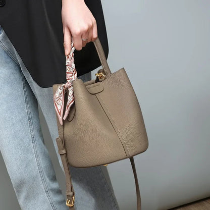 New Women's Bag Crossbody Bags 2024 Light Luxury Genuine Leather Portable Bucket Bag Designer Bags  Luxury Bag