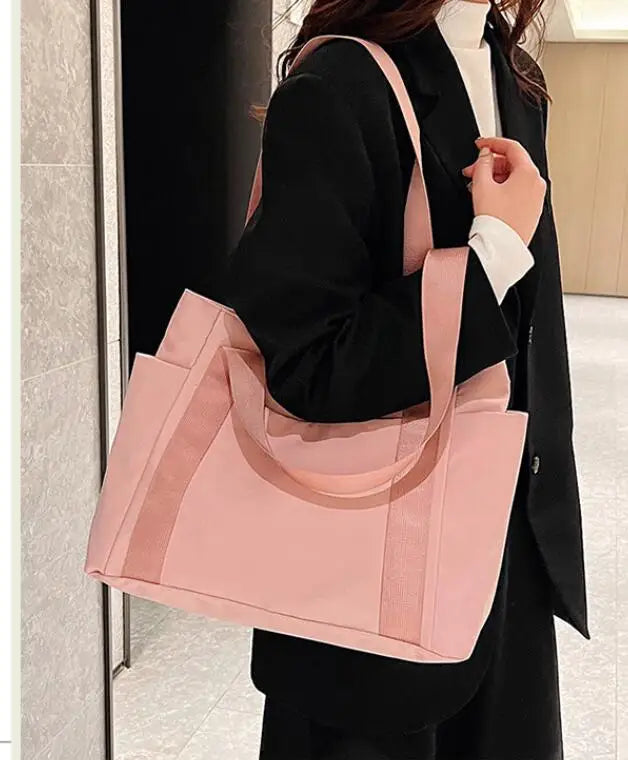 New Women's Bag Solid Color Bag Commuting Shoulder Bag Leisure Simple Large Capacity Nylon Handbag