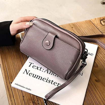 New Women's Genuine Leather Shoulder Leisure Fashion Crossbody Niche Luxury Ladys Mobile Phone 100% Cowhide Lady Bag