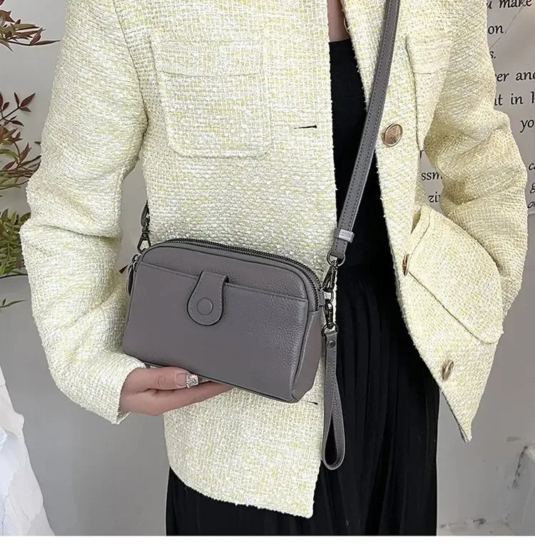 New Women's Genuine Leather Shoulder Leisure Fashion Crossbody Niche Luxury Ladys Mobile Phone 100% Cowhide Lady Bag