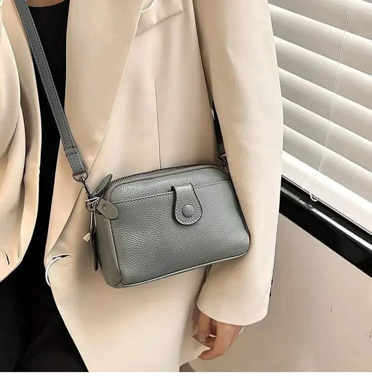 New Women's Genuine Leather Shoulder Leisure Fashion Crossbody Niche Luxury Ladys Mobile Phone 100% Cowhide Lady Bag