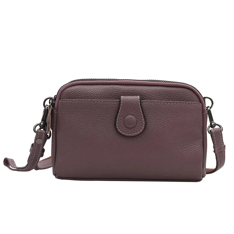 New Women's Genuine Leather Shoulder Leisure Fashion Crossbody Niche Luxury Ladys Mobile Phone 100% Cowhide Lady Bag